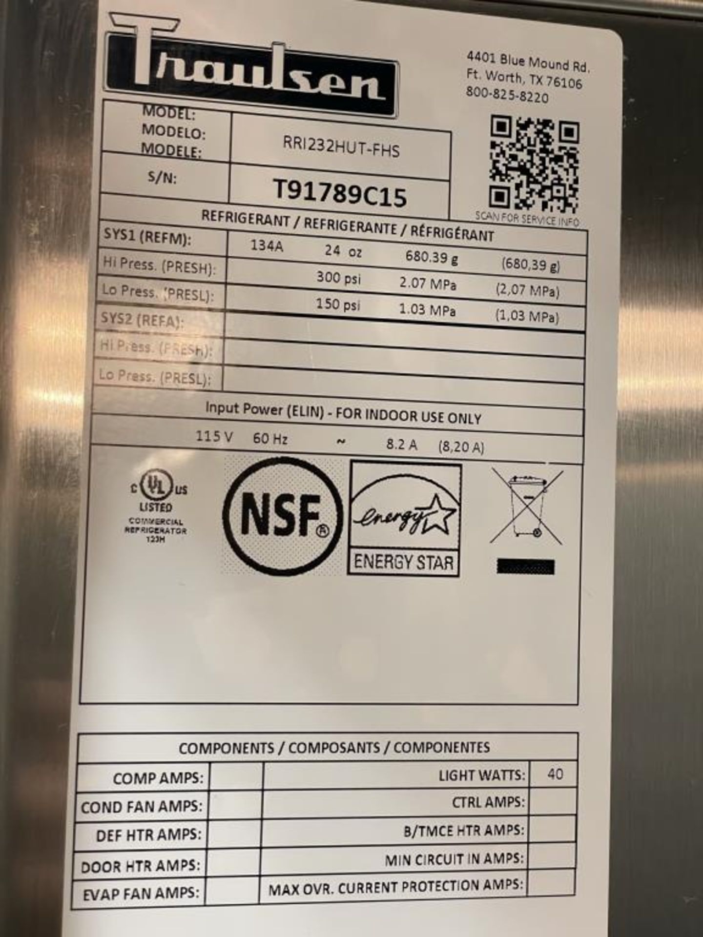 Traulsen RRI232HUT Two Section Roll-In Refrigerator - Image 4 of 7