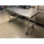 S.S Table On Wheels 66"L x 30"D