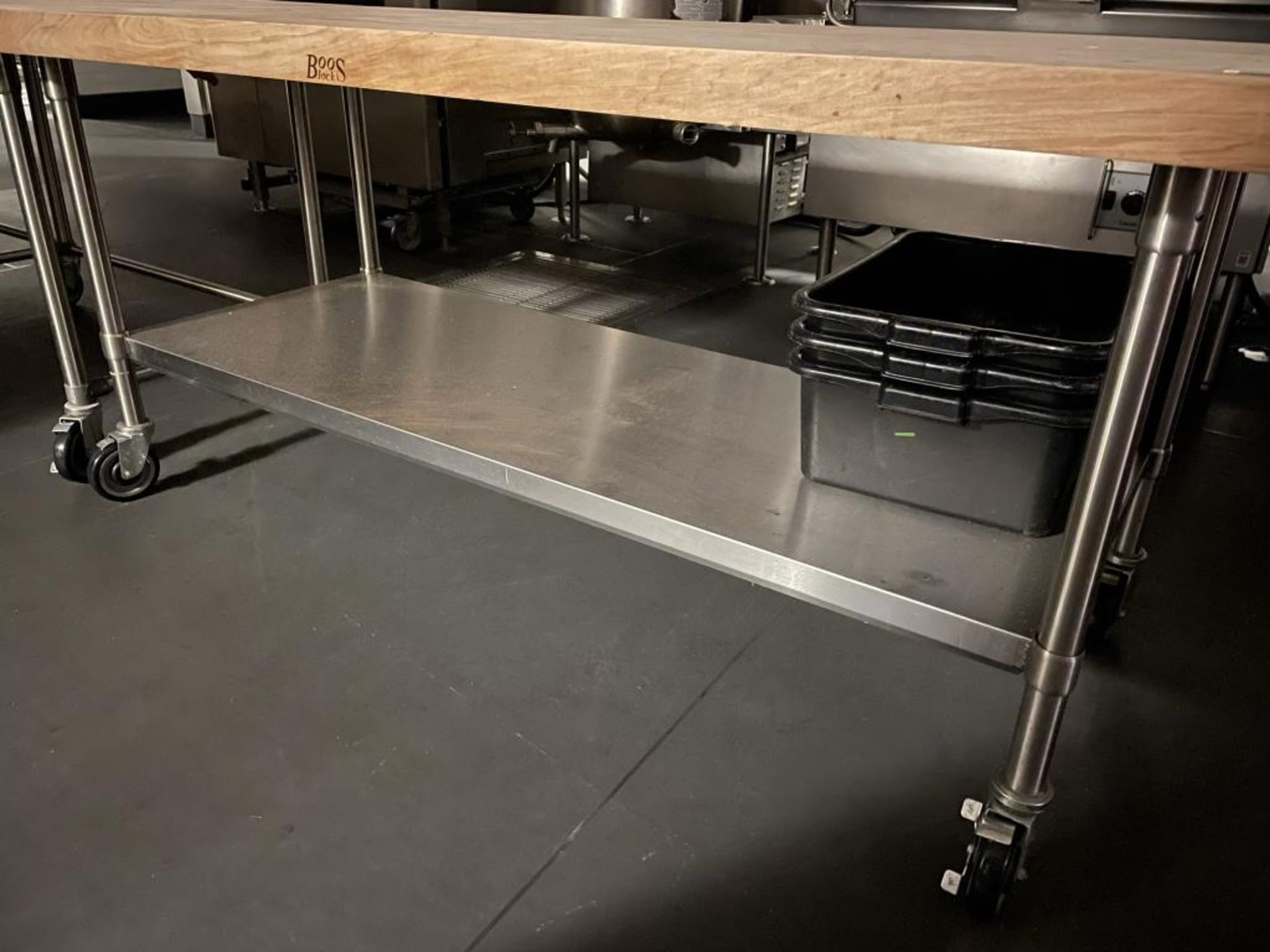 Maple Top Table w/ S.S Base on Wheels 72"x36" - Image 4 of 4