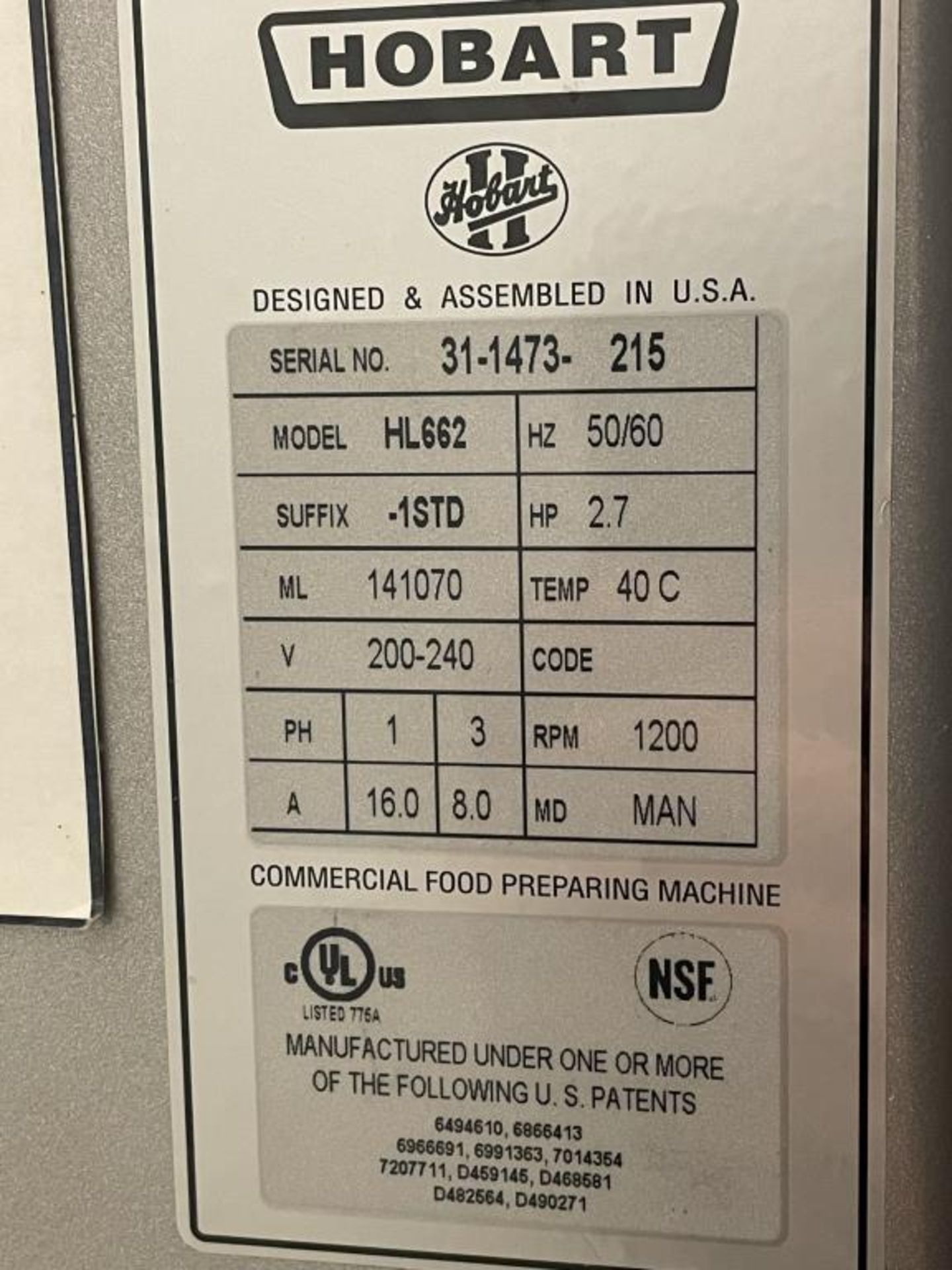 Hobart Legacy HL6621STD Legacy Floor Mixer w/ Accessories - Image 3 of 19