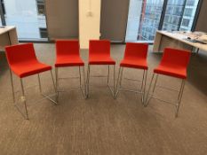 (5qty) Andreu World Lineal Comfort Stools Red