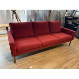 DWR Raleigh Sofa, Walnut Frame, Scarlet