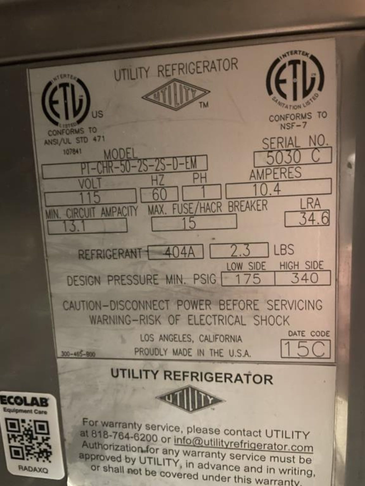 Utility pt-chr-50 Counter Height Two-Section Refrigerator - Image 2 of 5