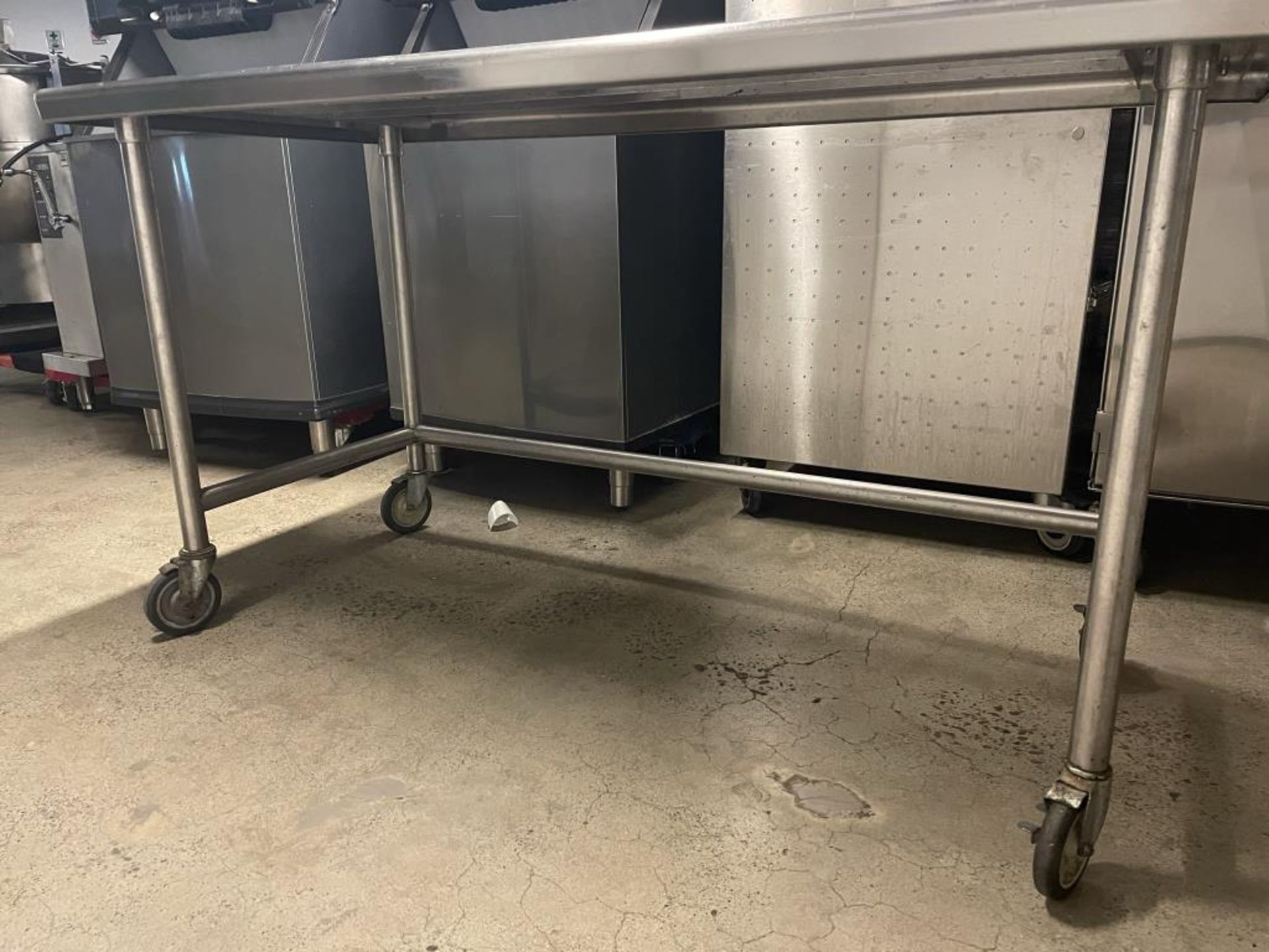S.S Table On Wheels 66"L x 30"D - Image 3 of 4