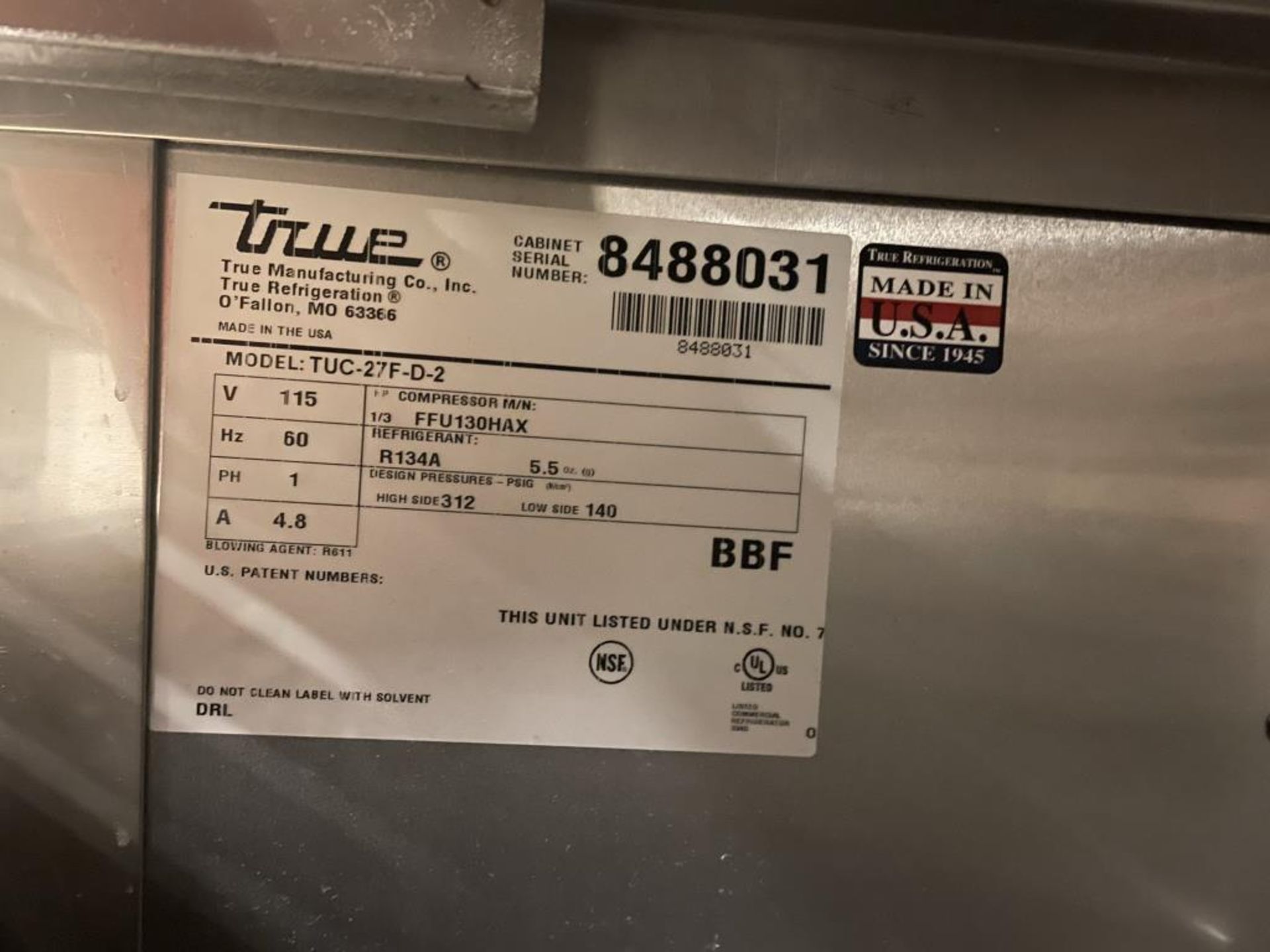 True TUC-27F SS Undercounter Freezer (2 Drawer) - Image 2 of 6
