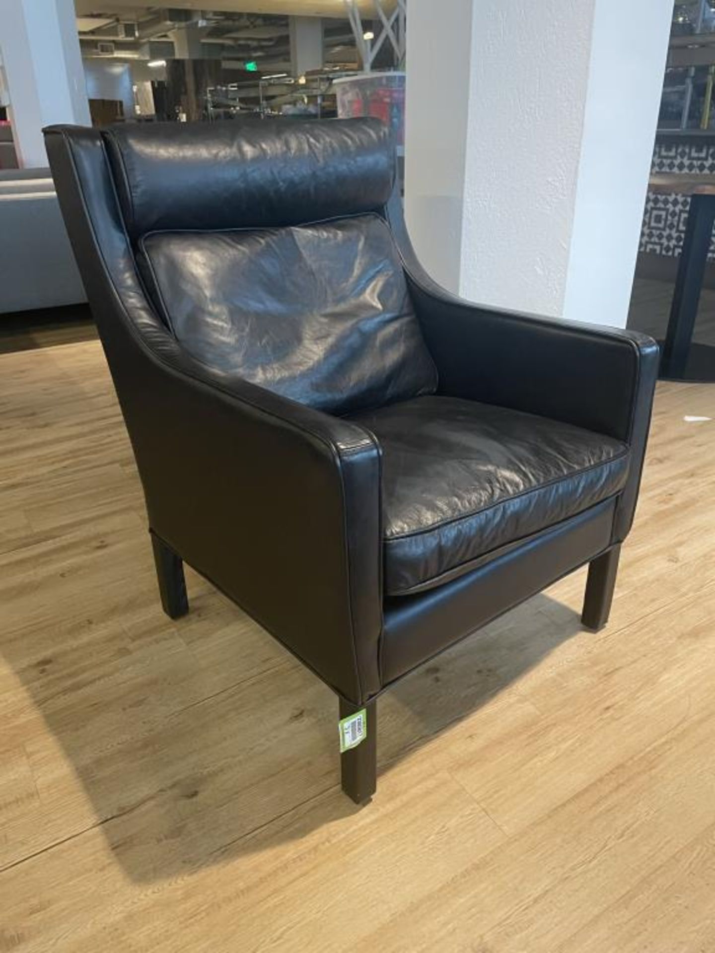 (3qty) Black Leather Restoration Hardware Armchairs - Image 2 of 9