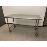 S.S Table On Wheels 66"L x 30"D