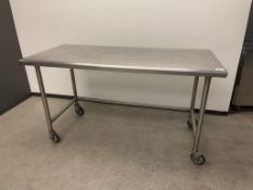 S.S Table On Wheels 66"L x 30"D
