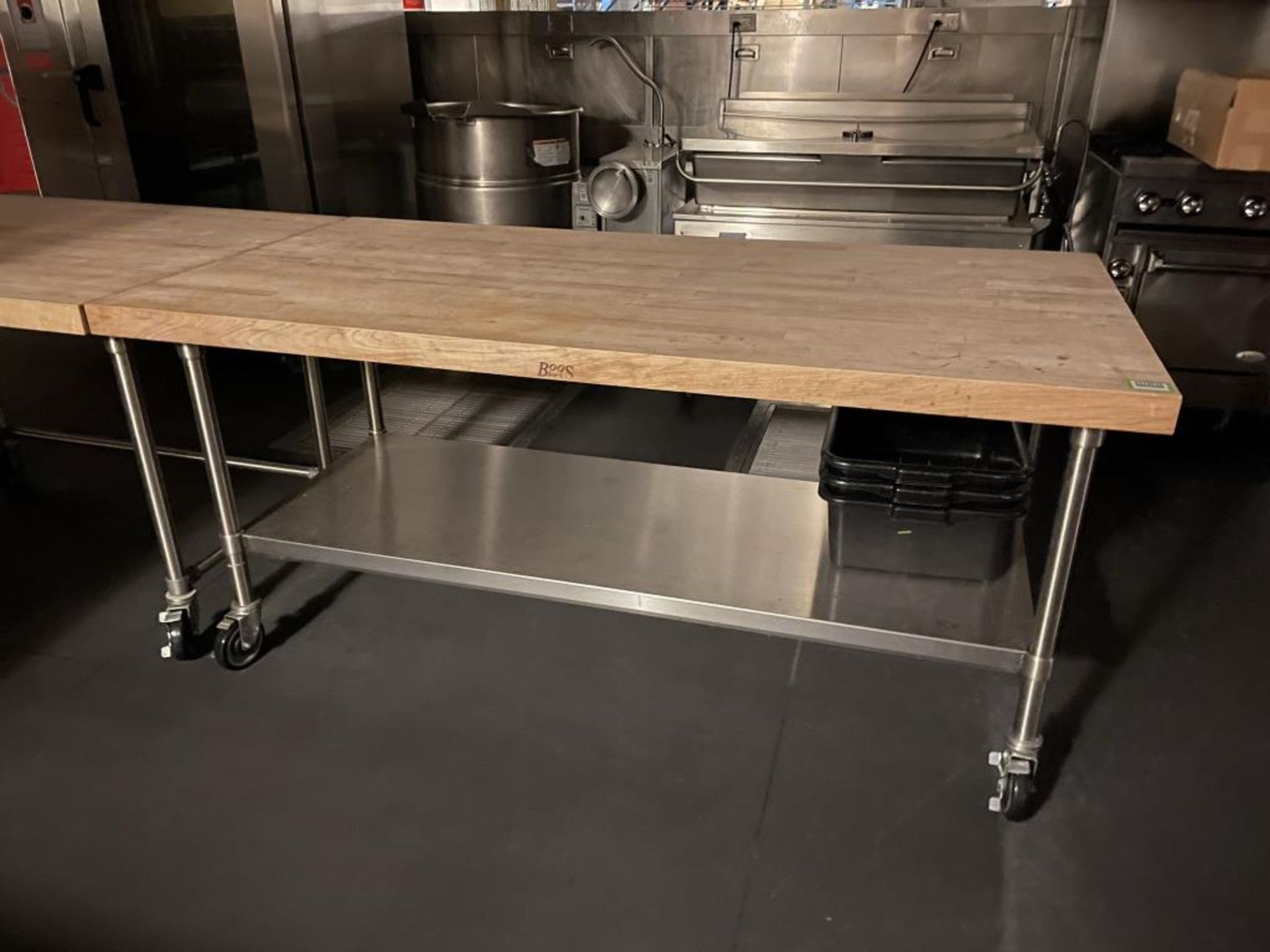 Maple Top Table w/ S.S Base on Wheels 72"x36"