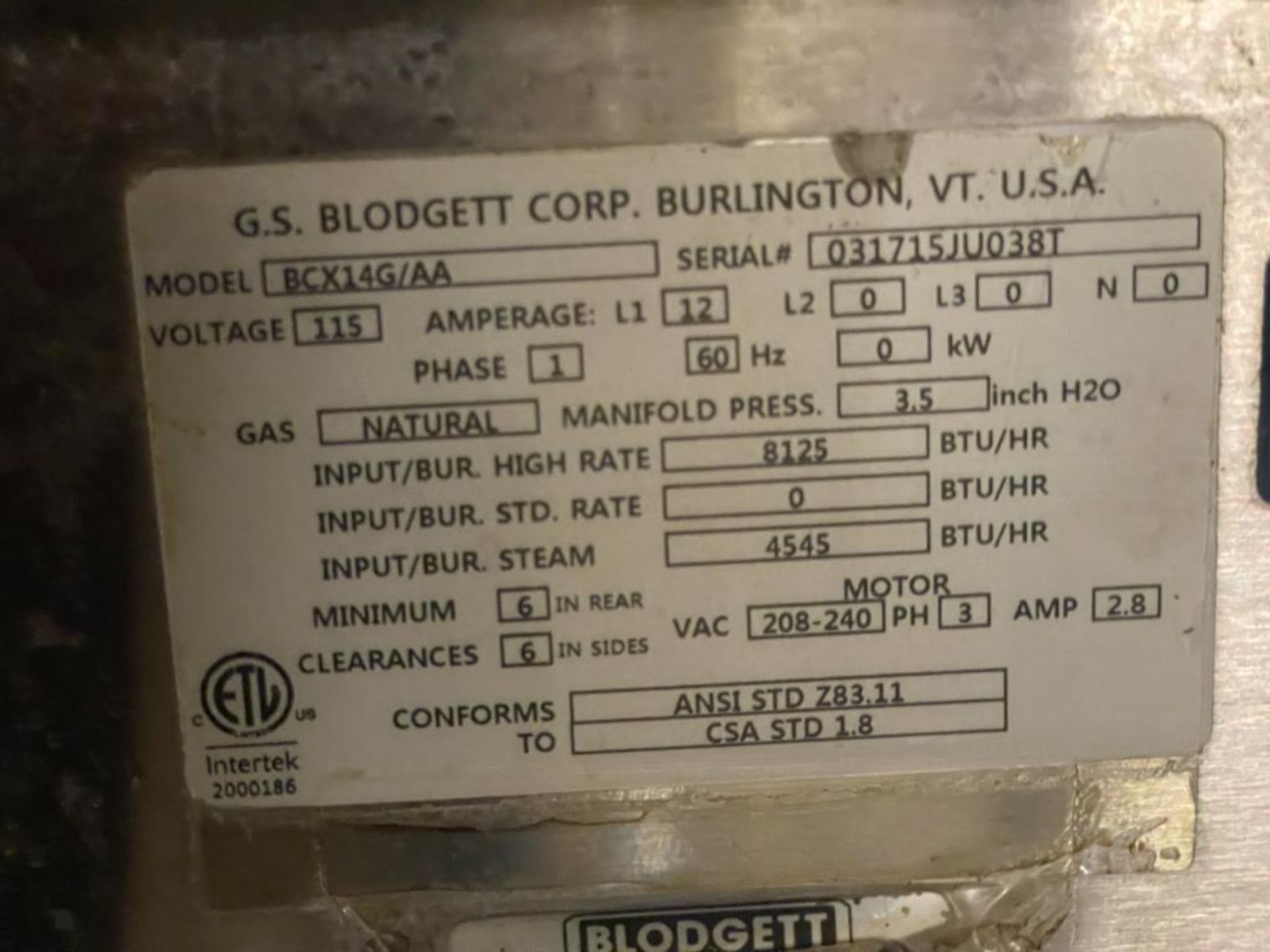 Blodgett BCX-14G Double Full-Size Combi-Oven - Image 8 of 9