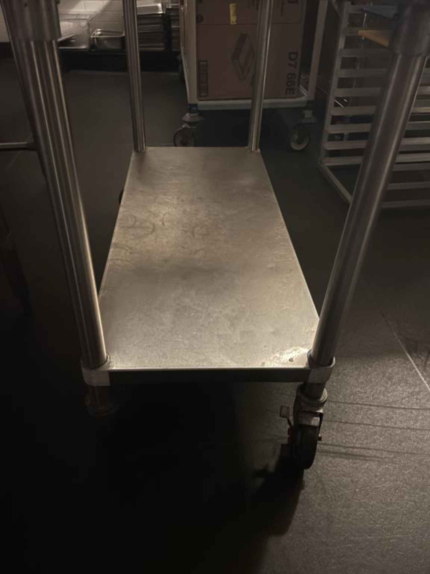 Maple Top Table w/ S.S Base on Wheels 48"x24" - Image 3 of 3