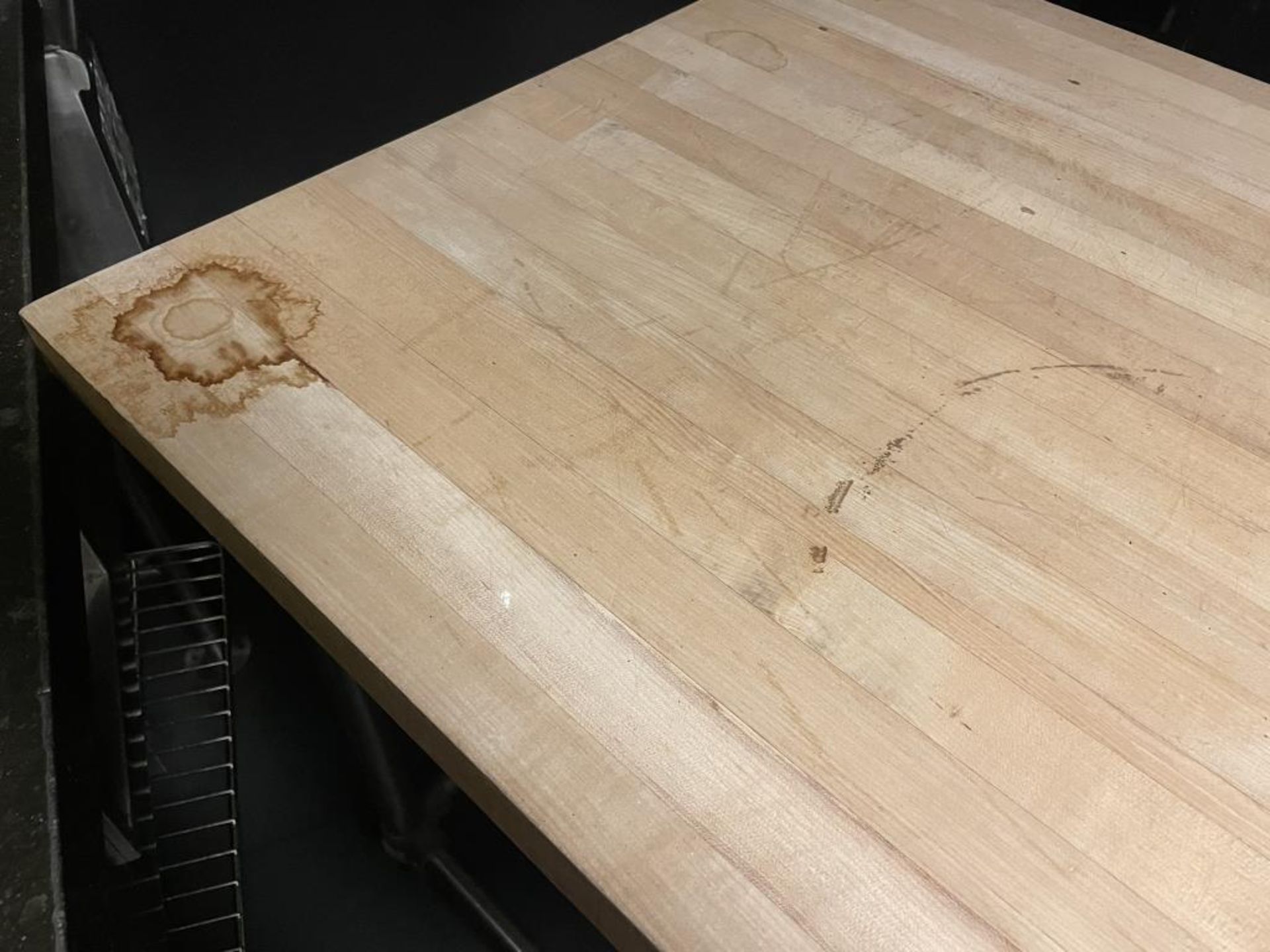 Maple Top Table w/ S.S Base on Wheels 72"x30" - Image 3 of 3