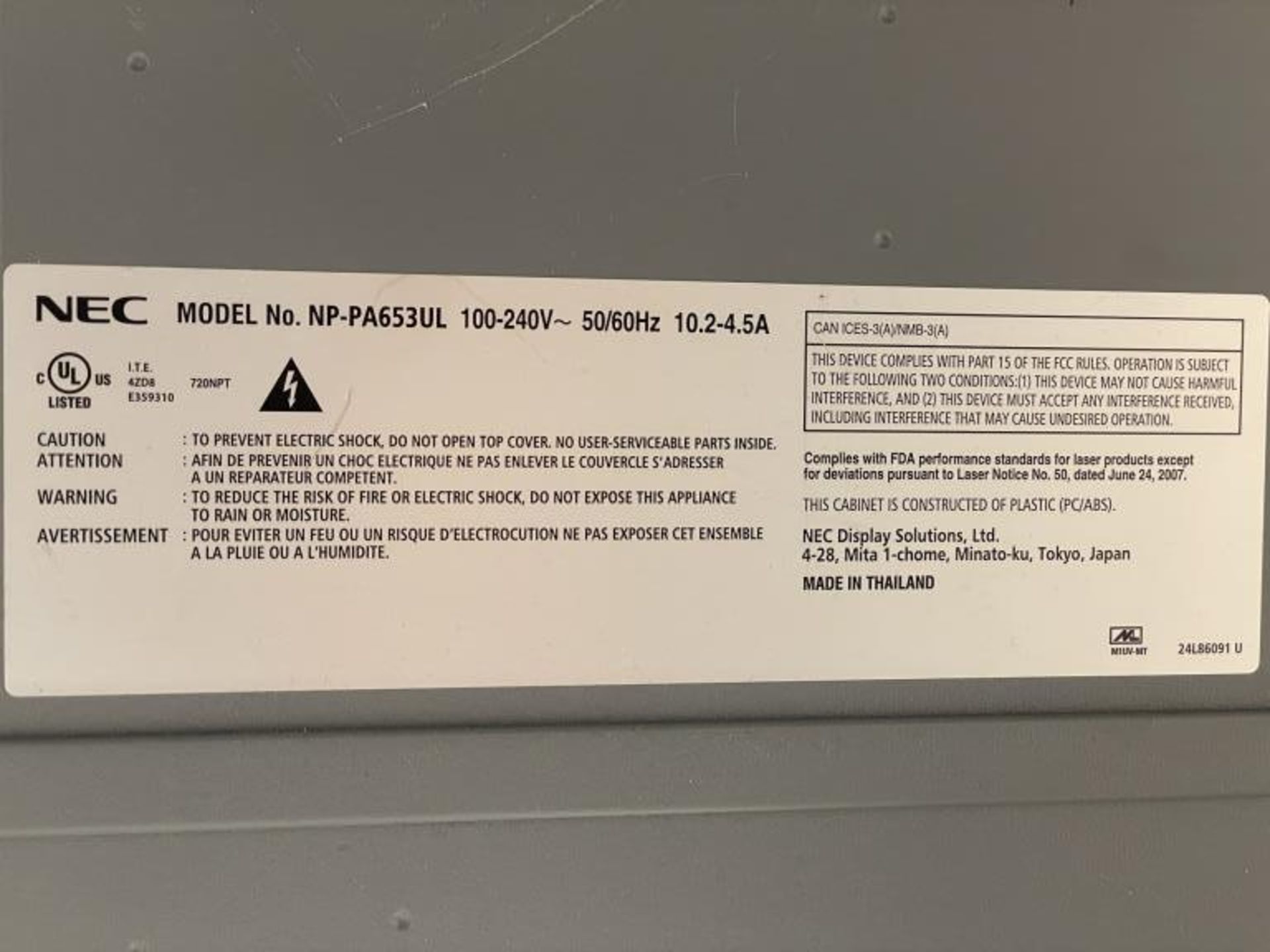 NEC NP-PA653UL 6500-Lumen WUXGA LCD Laser Projector - Image 7 of 7