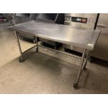 S.S Table On Wheels 66"L x 30"D
