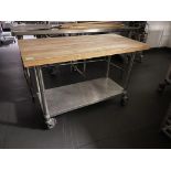 Maple Top Table w/ S.S Base on Wheels 48"x24"