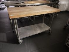 Maple Top Table w/ S.S Base on Wheels 48"x24"