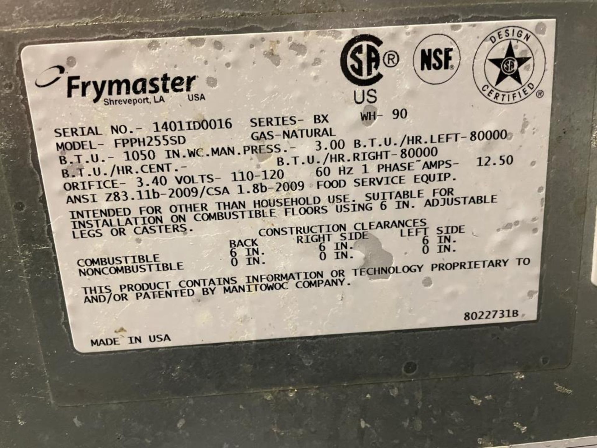 Frymaster BX FPPH255SD Gas Fryer - Image 4 of 5