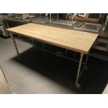 Maple Top Table w/ S.S Base on Wheels 72"x30"