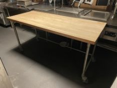 Maple Top Table w/ S.S Base on Wheels 72"x30"