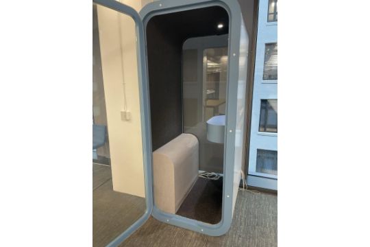 Single Person Soundproof Office Phone Booth with Light and Cooling Fan.  Overall Dims = 