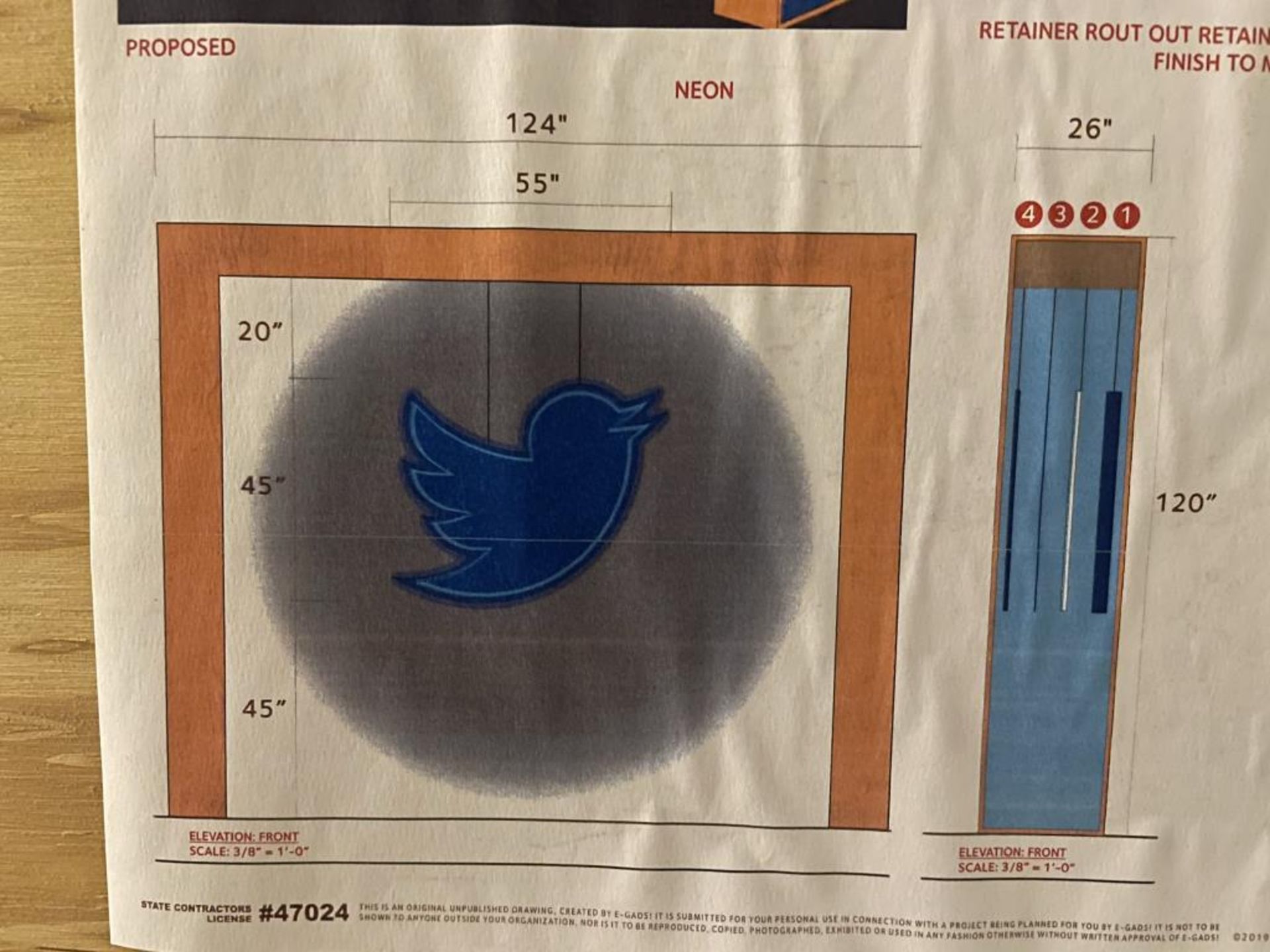 Neon Twitter Bird Light Electrical Display - Image 5 of 6