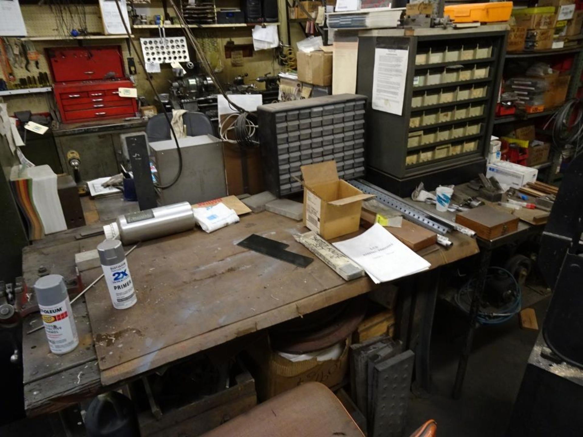 Bench, Cabinet and Contents