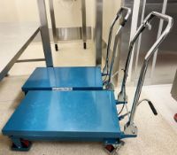 (2) Kleton Portable Hydraulic Elevating Work Tables