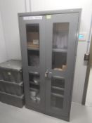 Gray, 2 Door Cabinet W/Plastic Windows