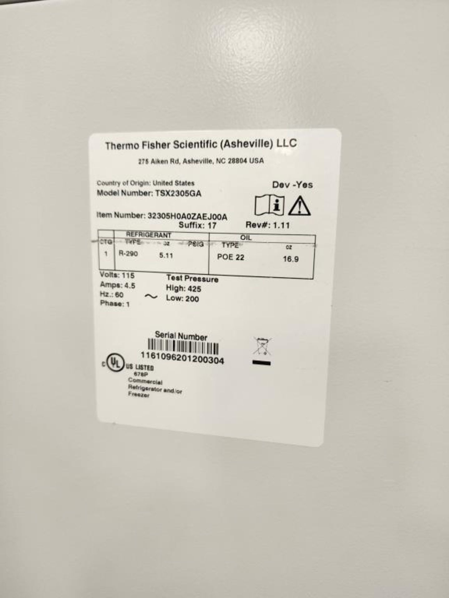 Thermo Scientific Refrigerator - Image 9 of 12