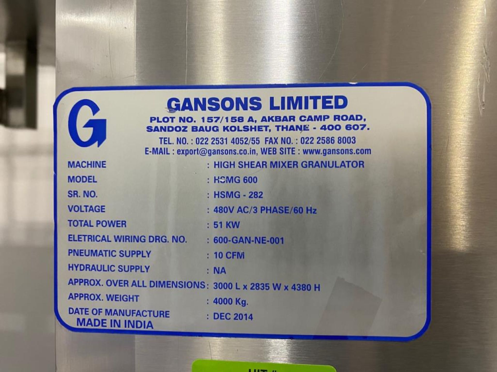 Gansons 600L High Shear Granulator - Image 4 of 20