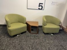 (2qty) Jason Furniture Avocado Green Swivel Chairs w/ Table