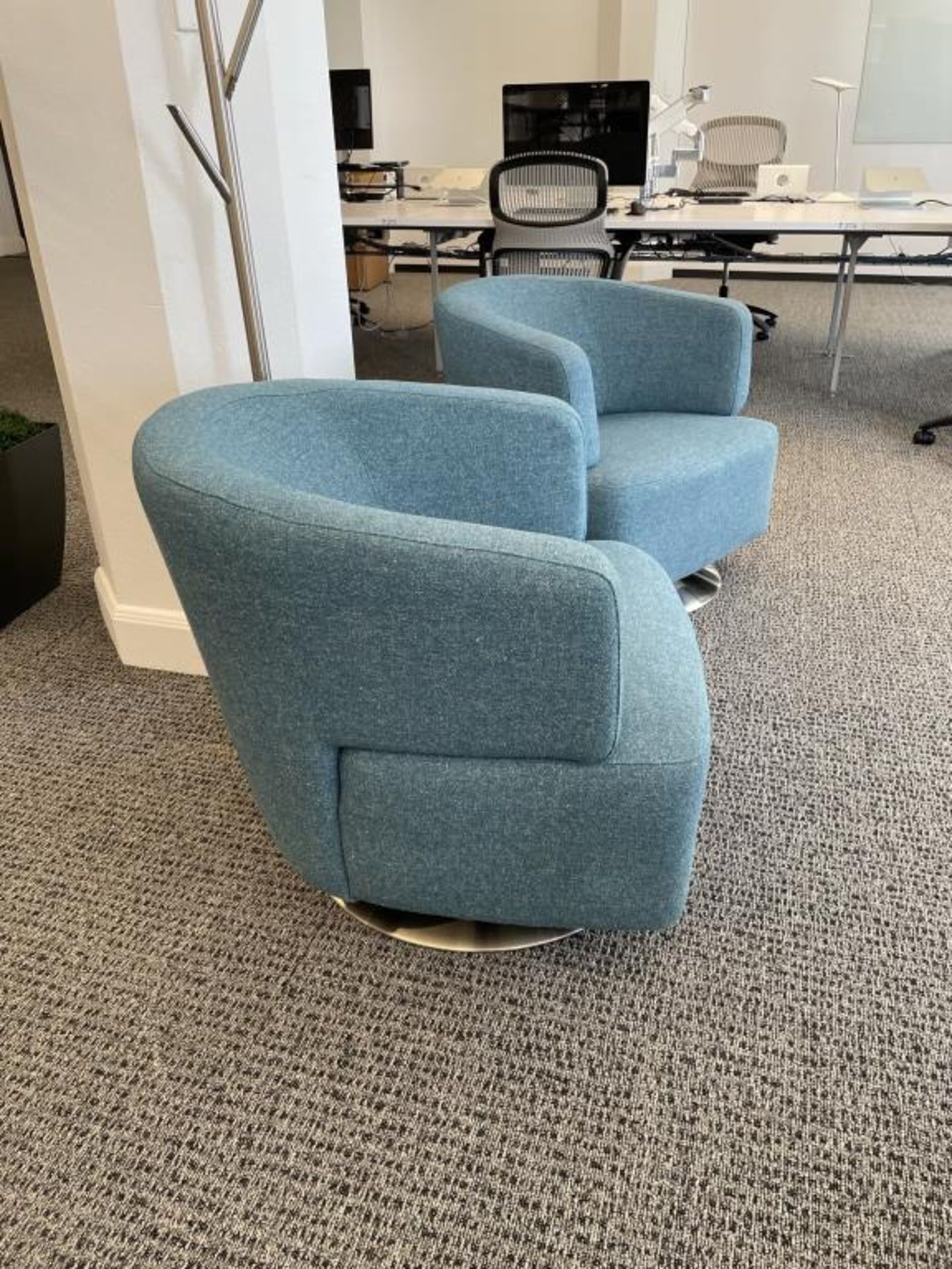 (2qty) Jason Furniture Teal Swivel Chairs - Image 3 of 6