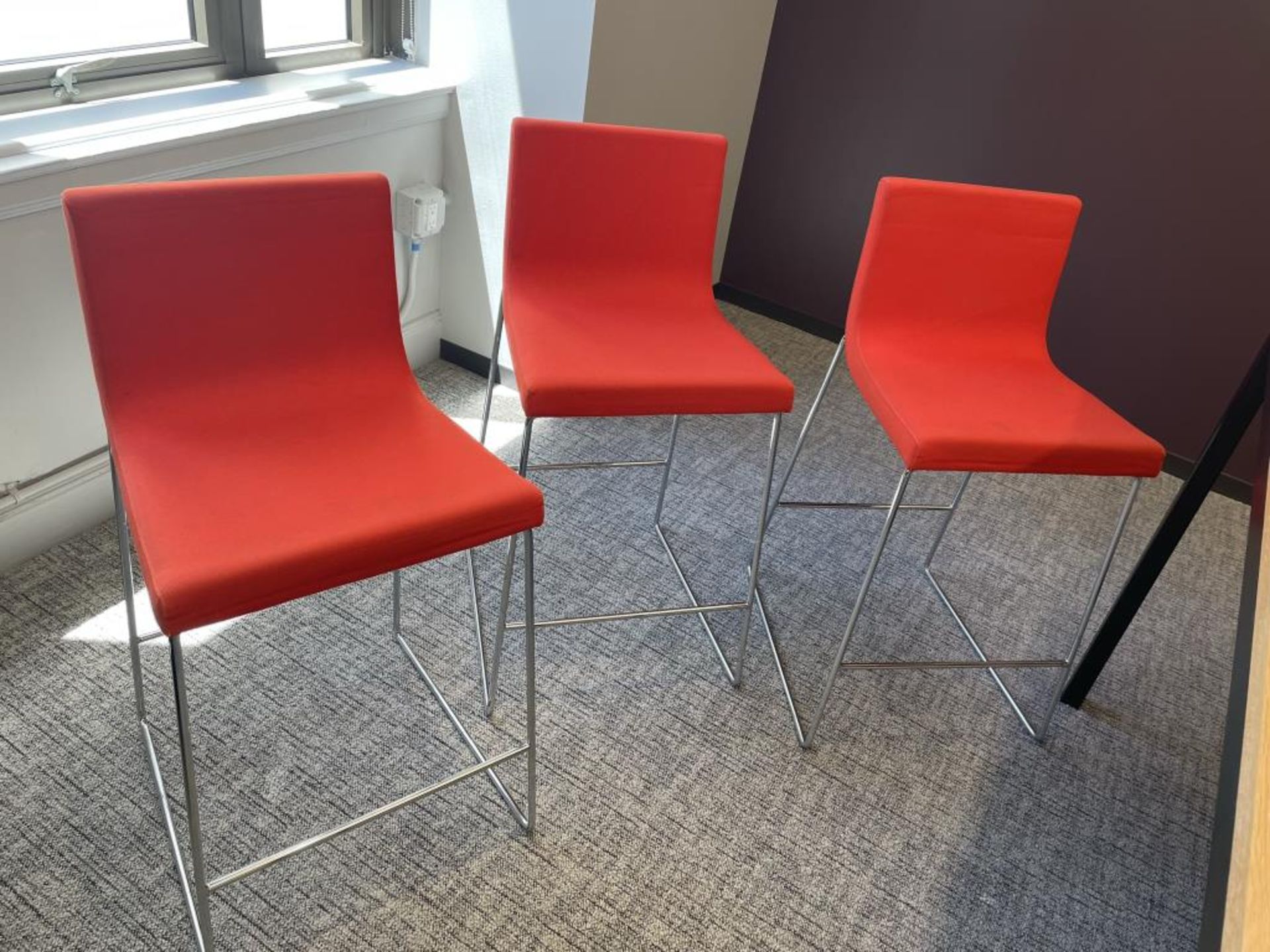 (8) Andreu World Lineal Comfort Stools, Red - Image 3 of 5