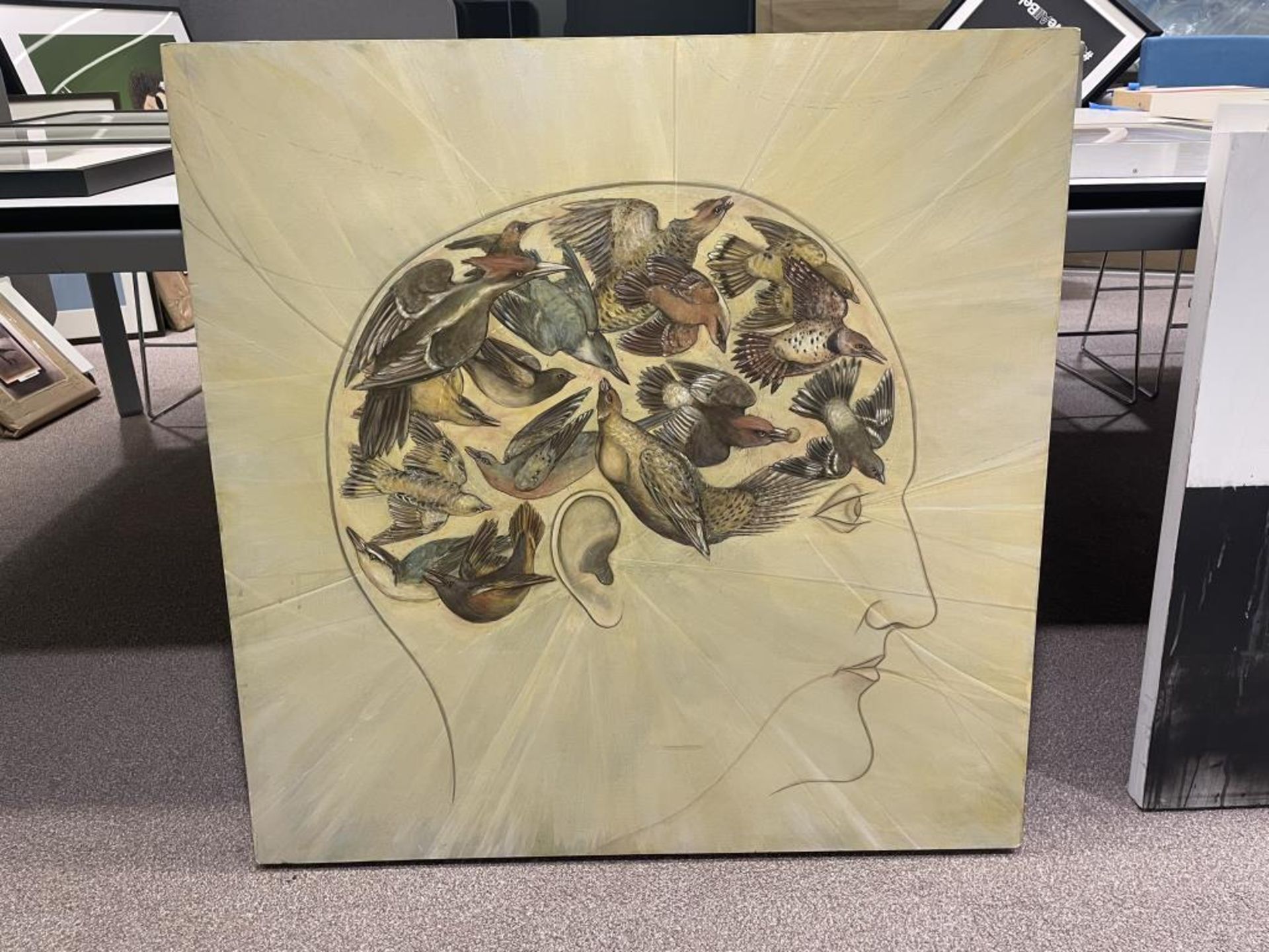 Alison Kendall "Phrenology of a Bird Brain (Part II)" Oil On Board