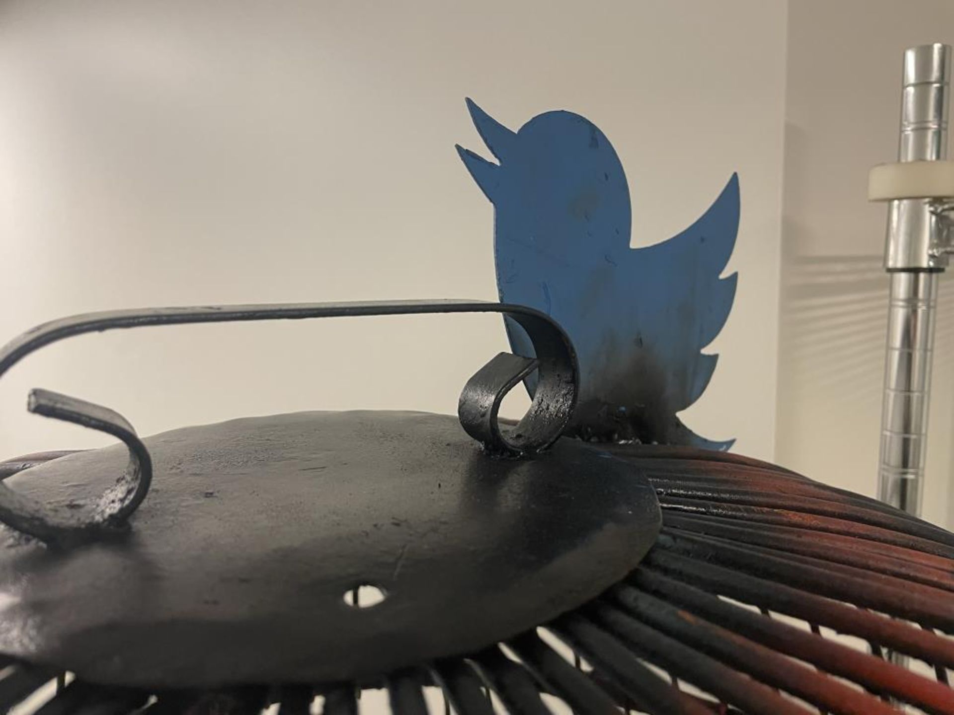 Bird Cage with Welded Twitter Bird - Image 4 of 10