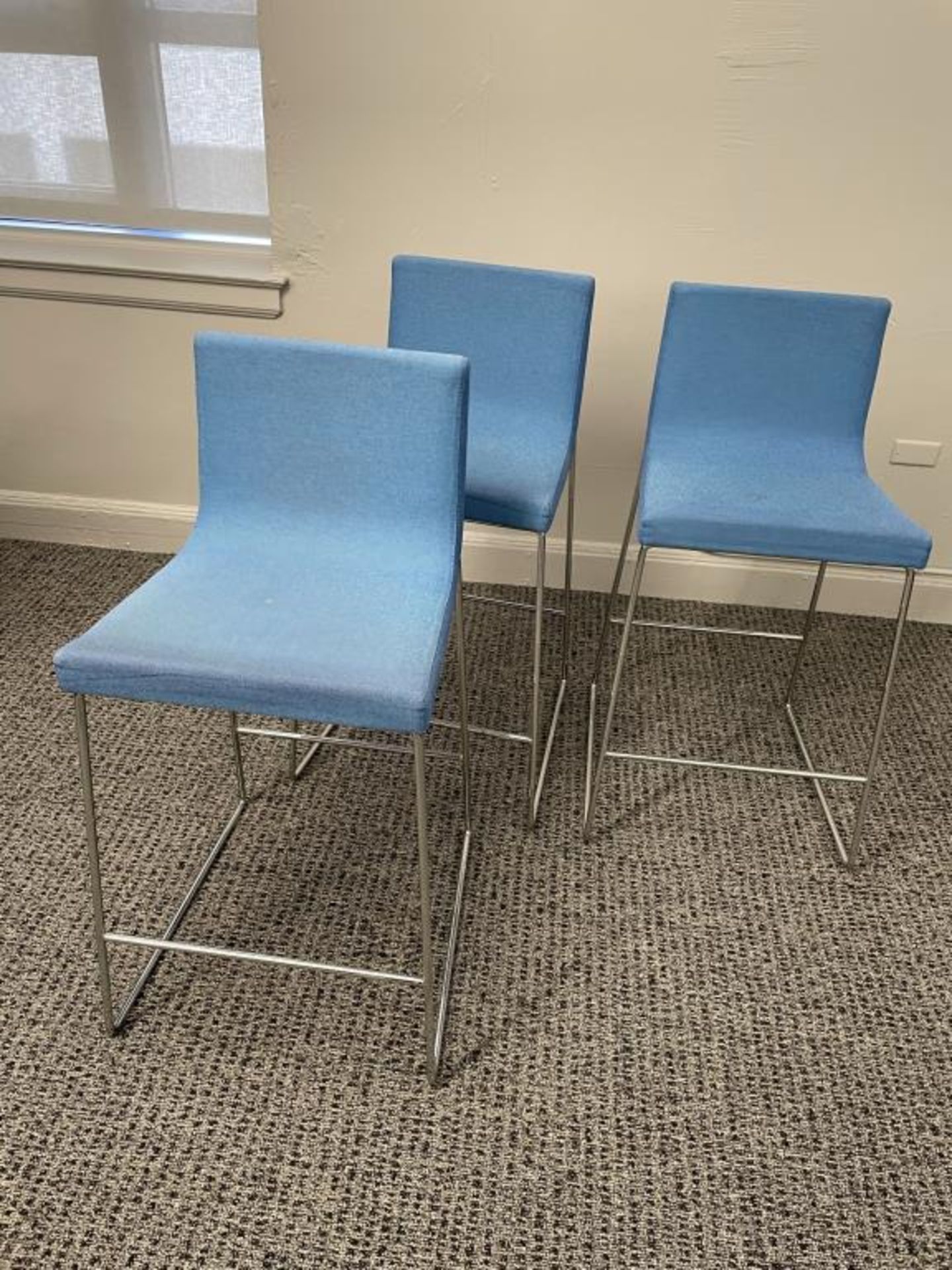 (7qty) Andreu World Lineal Comfort Stools, Blue - Image 2 of 7