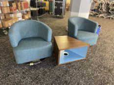 (2qty) Jason Furniture Teal Swivel Chairs w/ Table