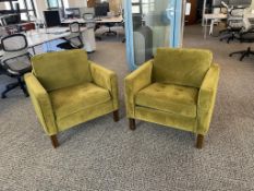 (2qty) Lounge Chairs, Avocado Green Felt