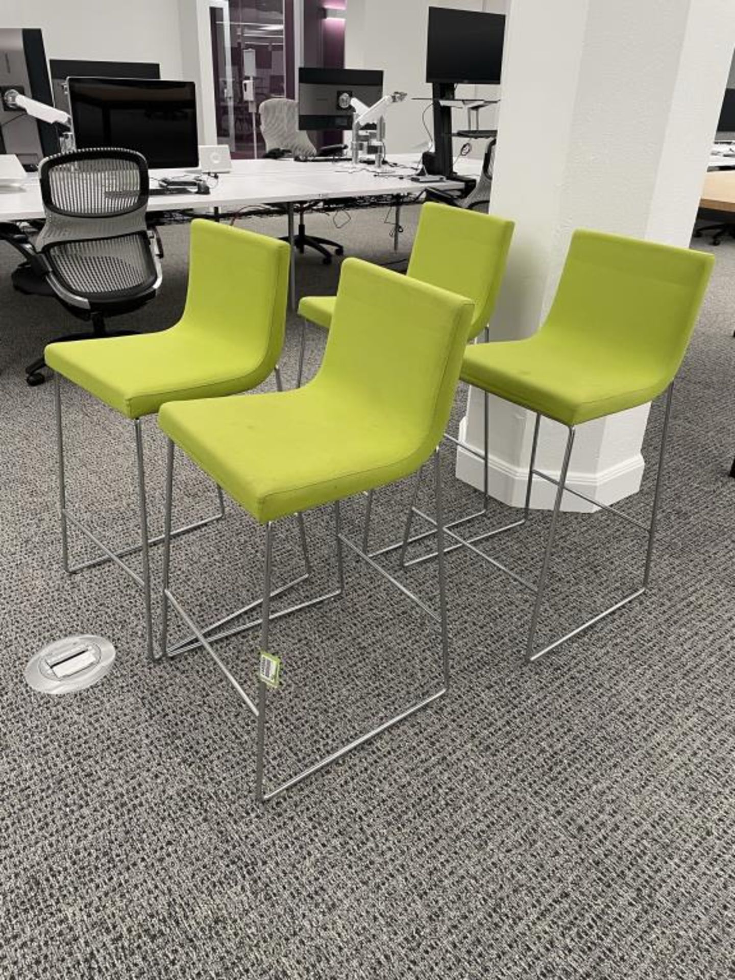 (4qty) Andreu World Lineal Comfort Stools, green - Image 2 of 5