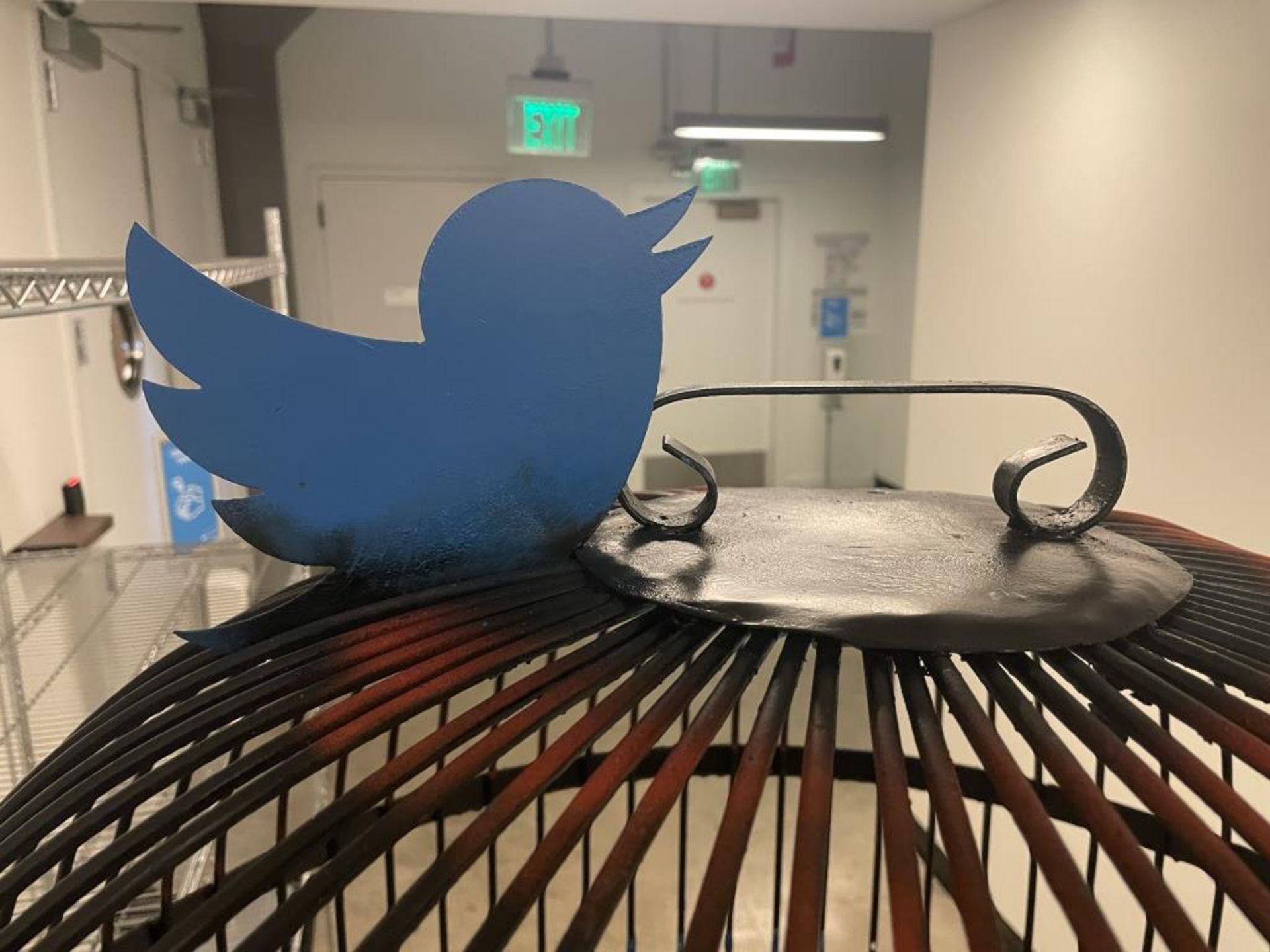 Bird Cage with Welded Twitter Bird - Image 3 of 10