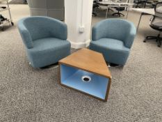 (3qty) Jason Furniture Teal Swivel Chairs