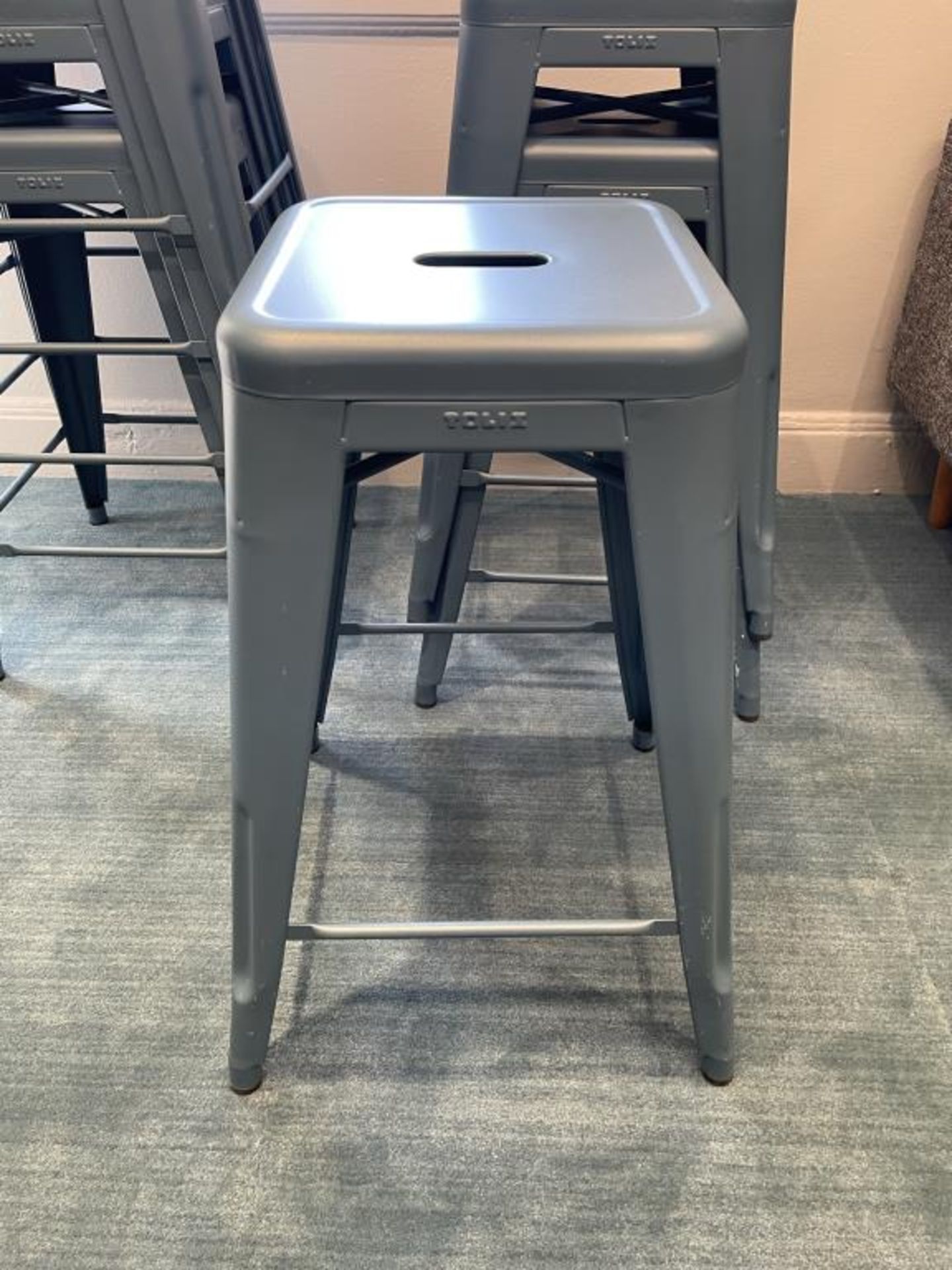 (7) Tolix Counter Stools Blue 25"H - Image 2 of 4