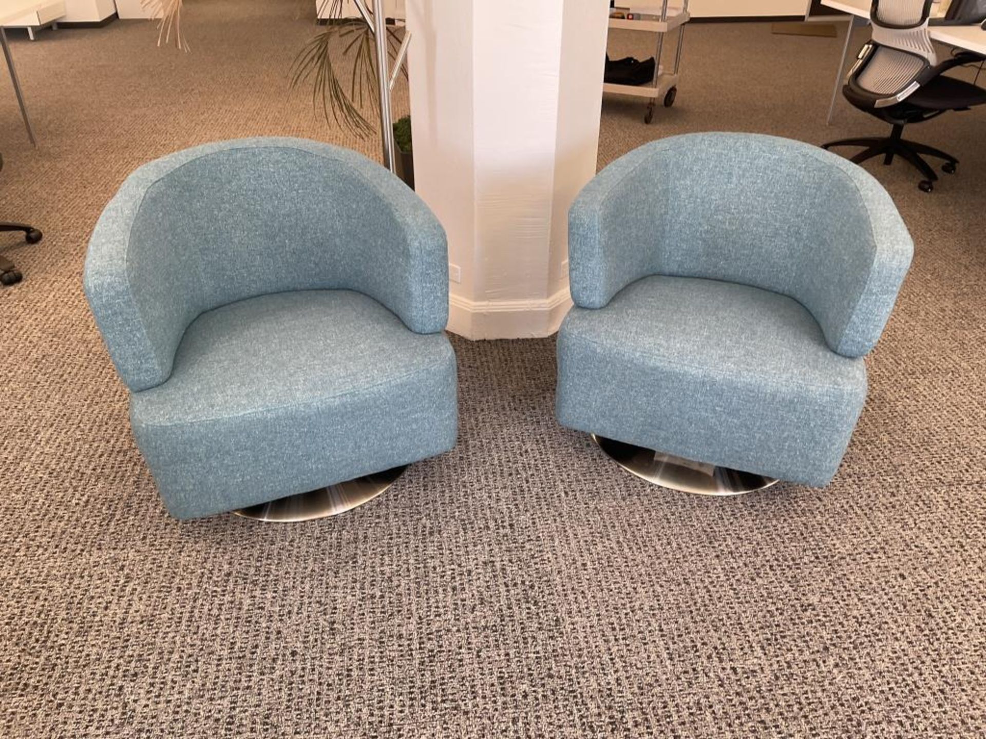 (2qty) Jason Furniture Teal Swivel Chairs