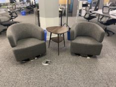 (2qty) Jason Furniture Grey Swivel Chairs w/ Table