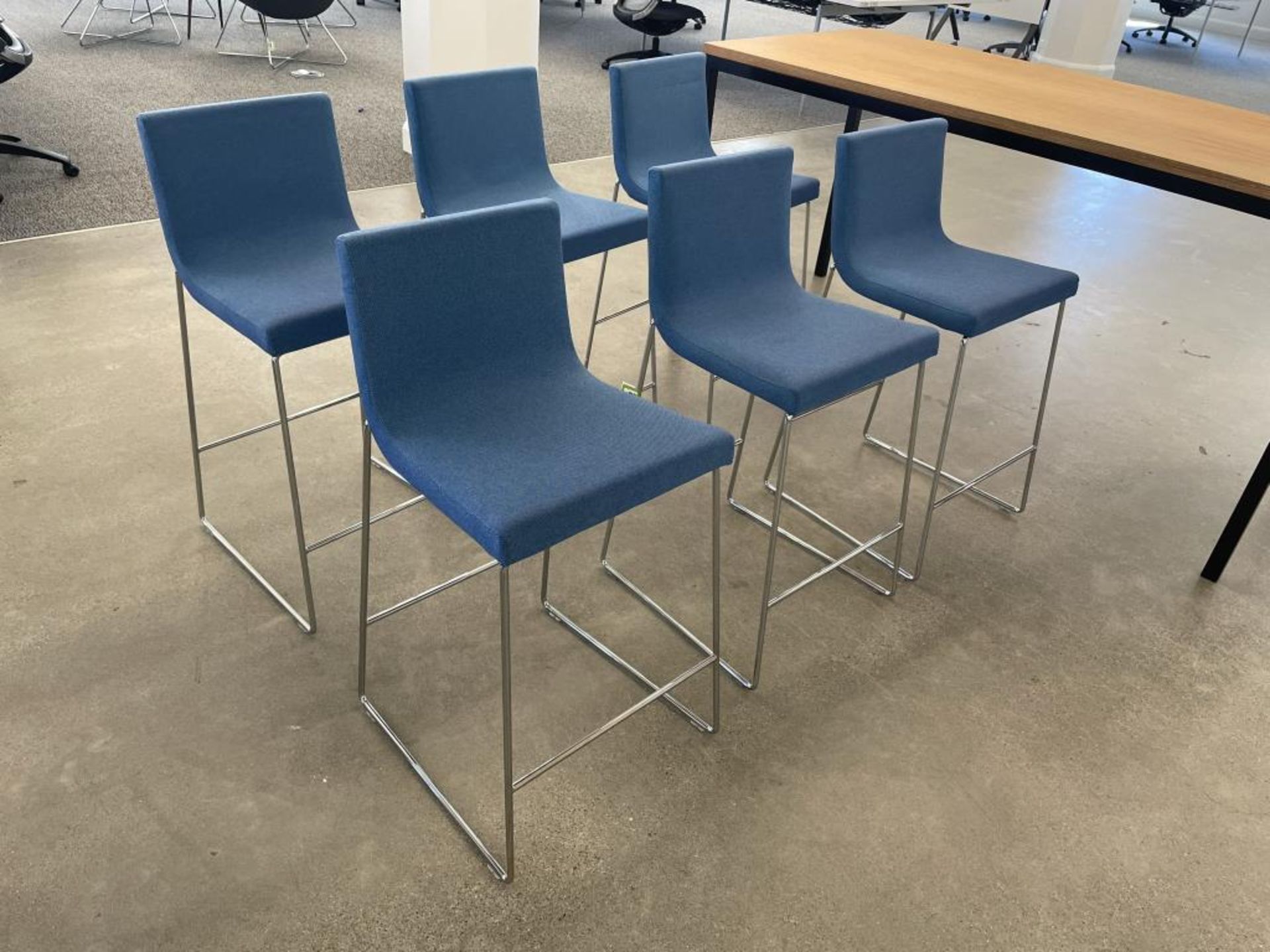 (6) Andreu World Lineal Comfort Stools Blue