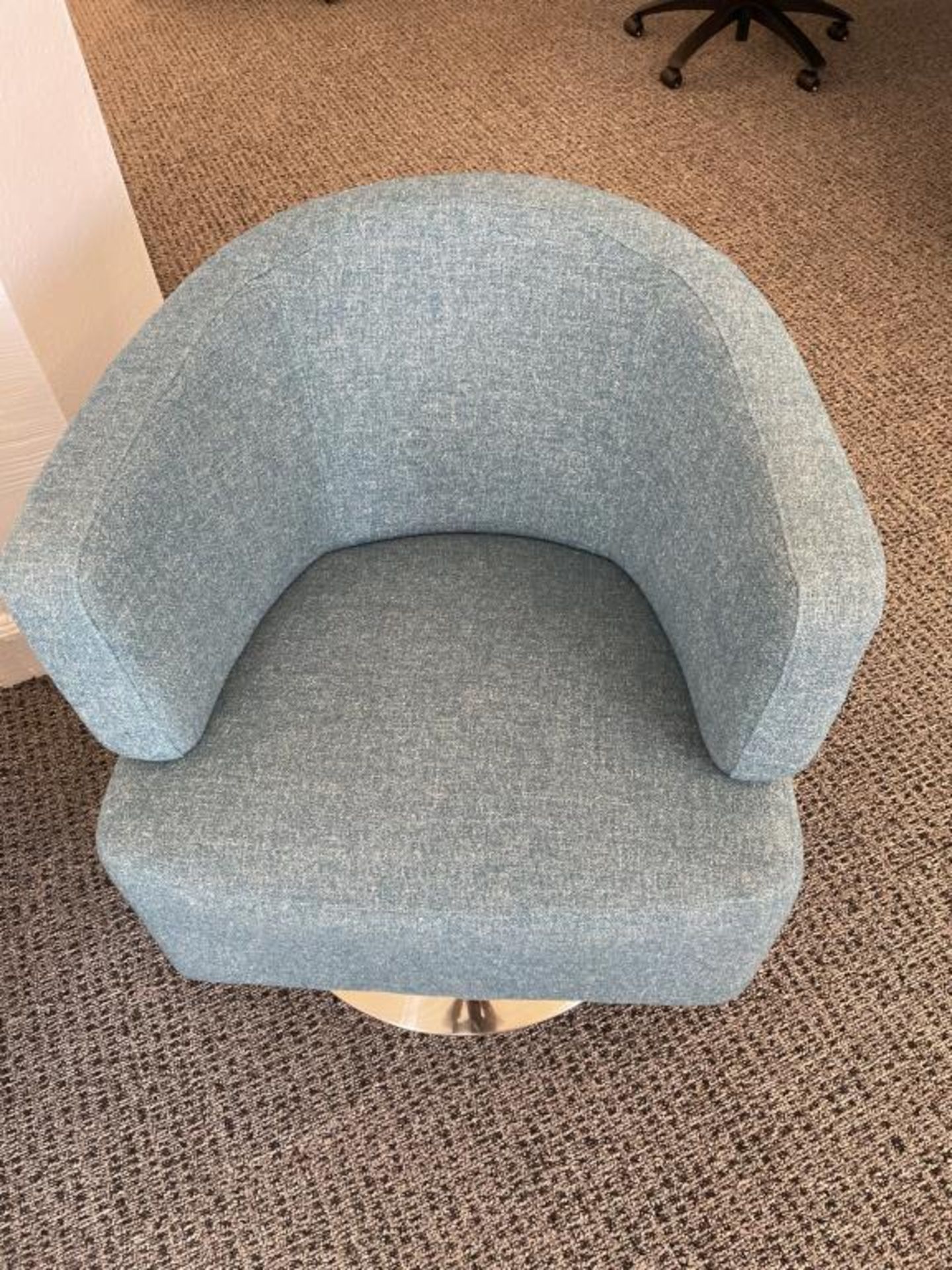 (2qty) Jason Furniture Teal Swivel Chairs - Image 4 of 6
