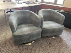 (2qty) Jason Furniture Teal/Black Swivel Chairs