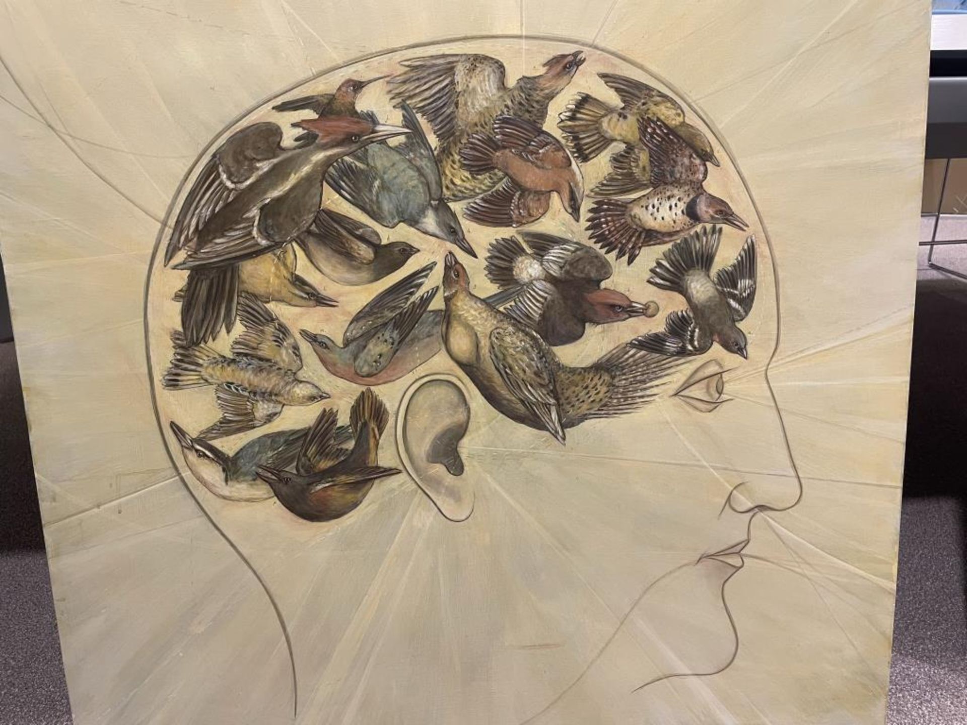 Alison Kendall "Phrenology of a Bird Brain (Part II)" Oil On Board - Image 2 of 5