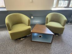 (2qty) Jason Furniture Avocado Green Swivel Chairs w/ Table