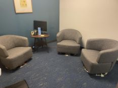 (3qty) Jason Furniture Grey Swivel Chairs w/ Table